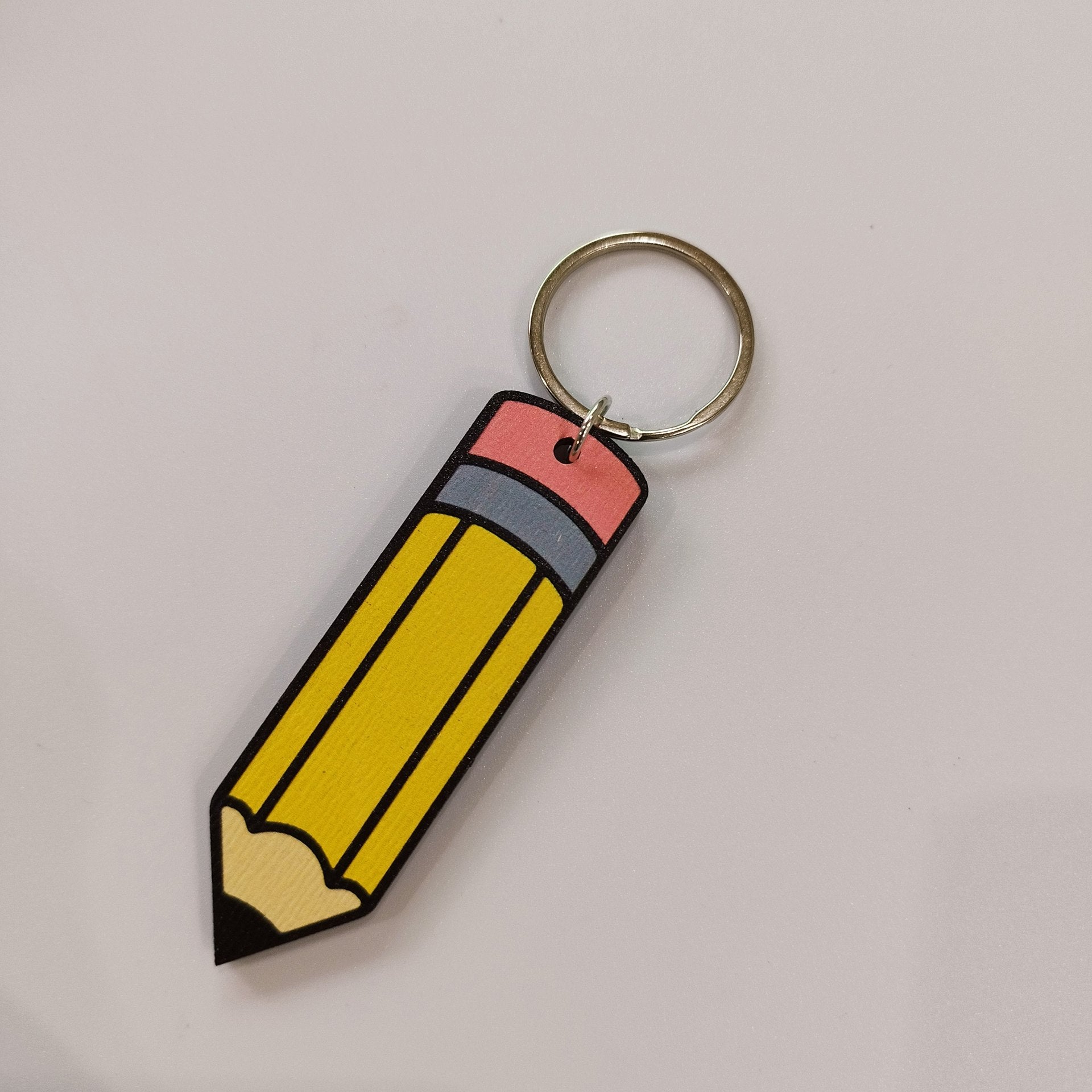 Wholesale Wood Chip Rainbow Pencil Keychain